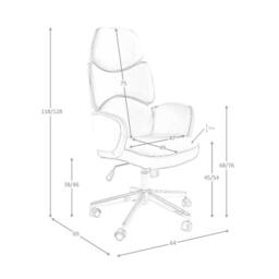 Angel Cerda Office Swivel Chair Light Grey Fabric, Glossy White - thumbnail 7