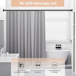 Kelvenix 110-190cm Extendable Shower Curtain Tension Rod in Black - Size: 100 cm - 150 cm - thumbnail 5