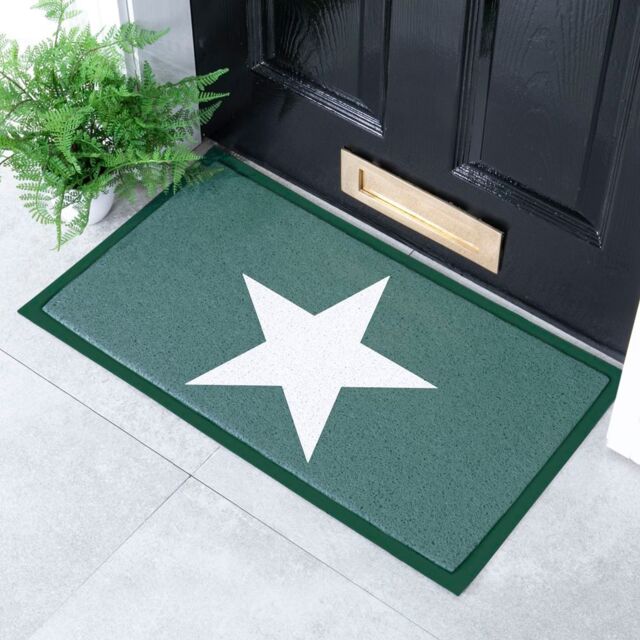 Artsy Mats Green Star Indoor & Outdoor Doormat - 70x40cm - Size: 40 cm x 70 cm - image 1