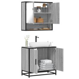 Berkfield Home Durable 2 Piece Bathroom Furniture Set Grey Sonoma Engineered Wood - thumbnail 2