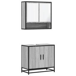 Berkfield Home Durable 2 Piece Bathroom Furniture Set Grey Sonoma Engineered Wood - thumbnail 3