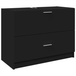 Berkfield Home Sink Cabinet Black 78x37x59 cm Engineered Wood - Size: 78 x 37 x 59 cm - thumbnail 2
