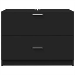Berkfield Home Sink Cabinet Black 78x37x59 cm Engineered Wood - Size: 78 x 37 x 59 cm - thumbnail 4