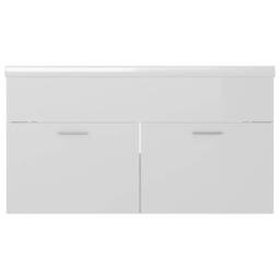 Berkfield Home Sink Cabinet with Built-in Basin High Gloss White Engineered Wood - thumbnail 7