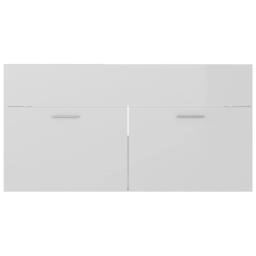 Berkfield Home Sink Cabinet with Built-in Basin High Gloss White Engineered Wood - thumbnail 8