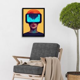 "Artery8 Wall Art Print Funky Virtual Reality Gamer Kids Art Framed in Black - Size: W12"" x H16""" - thumbnail 2