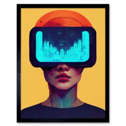 "Artery8 Wall Art Print Funky Virtual Reality Gamer Kids Art Framed in Black - Size: W12"" x H16""" - thumbnail 1