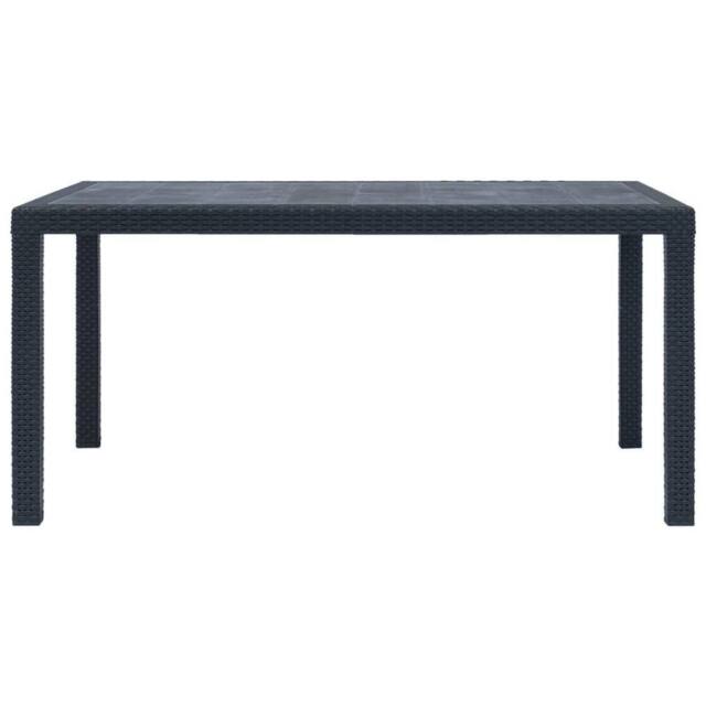 Berkfield Home Garden Table Anthracite 150x90x72 cm Plastic Rattan Look in Black - Size: 150 x 90 x 72 cm - image 1