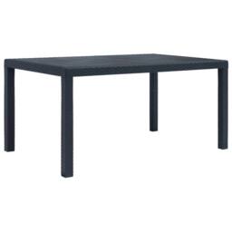 Berkfield Home Garden Table Anthracite 150x90x72 cm Plastic Rattan Look in Black - Size: 150 x 90 x 72 cm - thumbnail 2