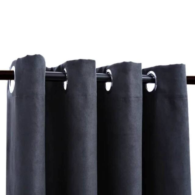 Berkfield Home Elegant Blackout Curtains with Metal Rings 2 pcs Anthracite 140x245 cm in Dark Grey - image 1