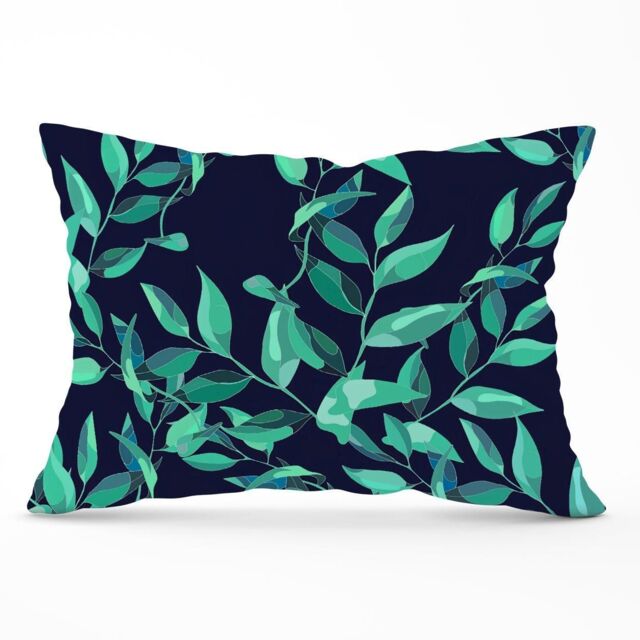 Warren Reed - Designer Delicate Green Foliage Cushions in Blue - Size: 45 cm x 45 cm - image 1