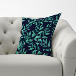 Warren Reed - Designer Delicate Green Foliage Cushions in Blue - Size: 45 cm x 45 cm - thumbnail 2