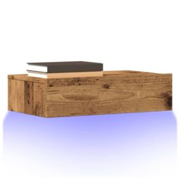 Berkfield Home TV Cabinet with LED Lights Old Wood 60x35x15.5 cm in Brown - thumbnail 1