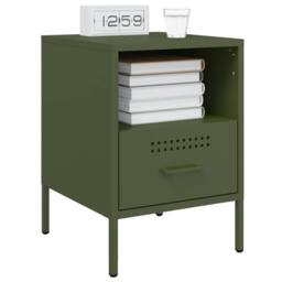 Berkfield Home Bedside Cabinets 2 pcs Olive Green 36x39x50.5 cm Steel - thumbnail 3