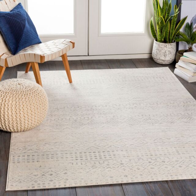 Livabliss Roma Modern Grey White Living Dining Bedroom Rug in Cream - Size: 120 cm x 170 cm - image 1