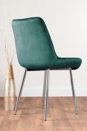 FurnitureboxUK Selina Round Glass Chrome Leg Dining Table & Pesaro Silver Leg Chairs in Green - Size: 4 Person - thumbnail 9