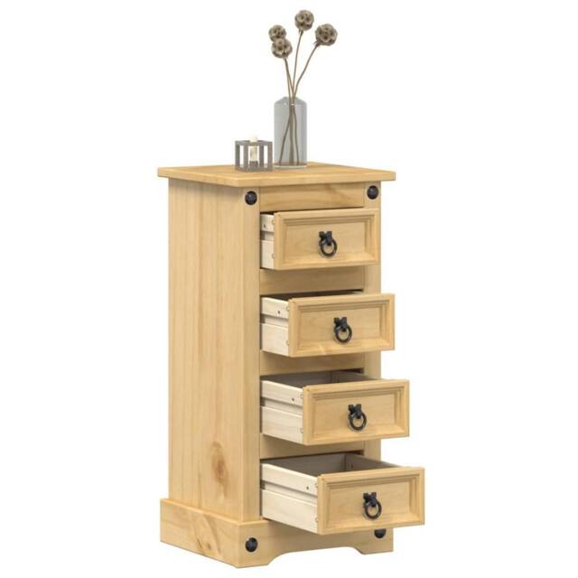 Berkfield Home Bedside Cabinet Corona 35x32.5x74 cm Solid Wood Pine in Brown - image 1