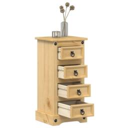 Berkfield Home Bedside Cabinet Corona 35x32.5x74 cm Solid Wood Pine in Brown - thumbnail 1
