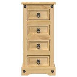 Berkfield Home Bedside Cabinet Corona 35x32.5x74 cm Solid Wood Pine in Brown - thumbnail 4
