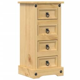 Berkfield Home Bedside Cabinet Corona 35x32.5x74 cm Solid Wood Pine in Brown - thumbnail 2