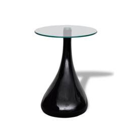 Berkfield Home Coffee Table 2 pcs with Round Glass Top High Gloss Black - thumbnail 3
