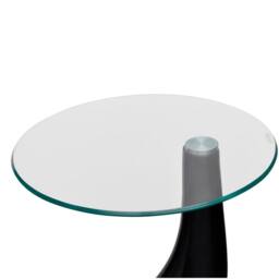 Berkfield Home Coffee Table 2 pcs with Round Glass Top High Gloss Black - thumbnail 4