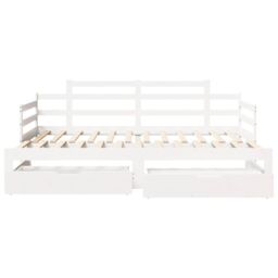 Berkfield Home Daybed with Trundle & Drawers without Mattress White 90x200 cm - thumbnail 4