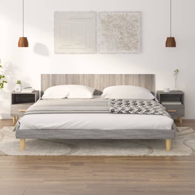 Berkfield Home Bedside Cabinets 2 pcs Grey Sonoma 40x35x47 cm - Size: 40 x 35 x 47 cm - image 1
