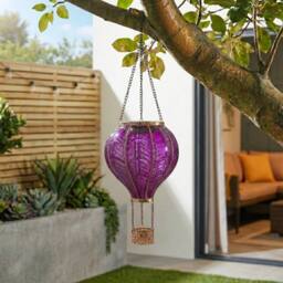 Garden Greatness Violet Hanging Solar Hot Air Balloon in Purple - Size: 1 Pack - thumbnail 2