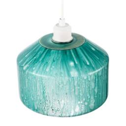 Happy Homewares Modern Aqua Teal Reactive Mottled Glass Pendant Ceiling Light Shade - thumbnail 3