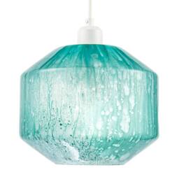 Happy Homewares Modern Aqua Teal Reactive Mottled Glass Pendant Ceiling Light Shade - thumbnail 4