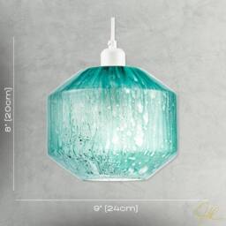 Happy Homewares Modern Aqua Teal Reactive Mottled Glass Pendant Ceiling Light Shade - thumbnail 7