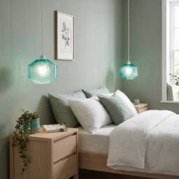Happy Homewares Modern Aqua Teal Reactive Mottled Glass Pendant Ceiling Light Shade - thumbnail 6