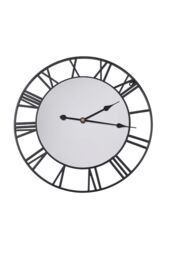 Living and Home 24in/60cm Modern Non-Ticking Mirrored Wall Clock in Black - thumbnail 4