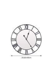 Living and Home 24in/60cm Modern Non-Ticking Mirrored Wall Clock in Black - thumbnail 8