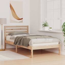Berkfield Home Elegant with Headboard Brown 90 x 190 cm Solid pine wood in Light Tan - thumbnail 4