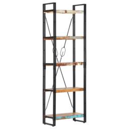 Berkfield Home 5-Tier Bookcase 60x30x180 cm Solid Reclaimed Wood in Brown - Size: 60 x 30 x 180 cm - thumbnail 7