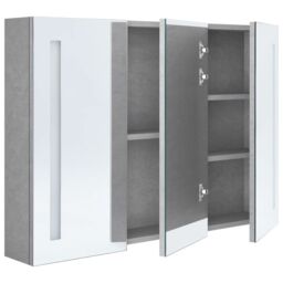 Berkfield Home LED Bathroom Mirror Cabinet Concrete Grey 89x14x62 cm - Size: 89 x 14 x 62 cm - thumbnail 4