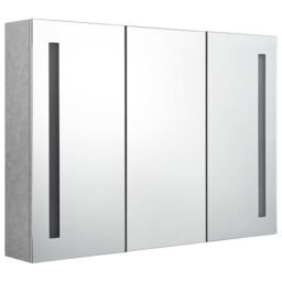 Berkfield Home LED Bathroom Mirror Cabinet Concrete Grey 89x14x62 cm - Size: 89 x 14 x 62 cm - thumbnail 2