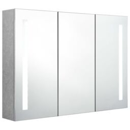 Berkfield Home LED Bathroom Mirror Cabinet Concrete Grey 89x14x62 cm - Size: 89 x 14 x 62 cm - thumbnail 3