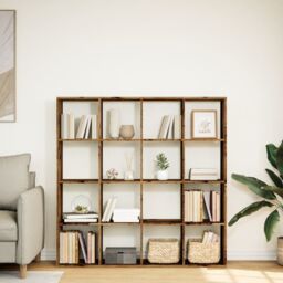 Berkfield Home Book Cabinet Old Wood 137.5x29x137.5 cm Engineered Wood in Brown - thumbnail 3
