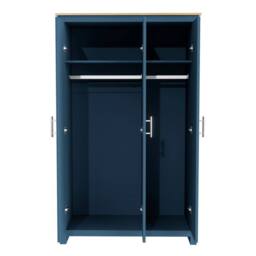 SPETLEK Wooden 3 Door Wardrobe with Hanging Rail Drawers Navy on Oak - Size: 0.6m2 - thumbnail 5