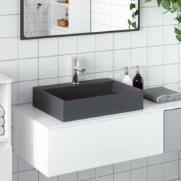 Berkfield Home Wash Basin 50x38x11 cm Mineral Cast/Marble Cast Anthracite in Black - Size: 50 x 38 x 11 cm
