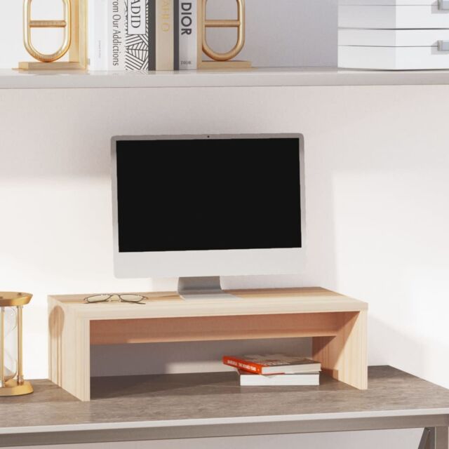 Berkfield Home Monitor Stand 50x27x15 cm Solid Wood Pine in Brown - Size: 50 x 27 x 15 cm - image 1