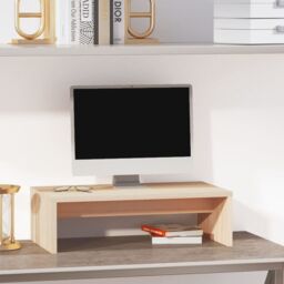 Berkfield Home Monitor Stand 50x27x15 cm Solid Wood Pine in Brown - Size: 50 x 27 x 15 cm