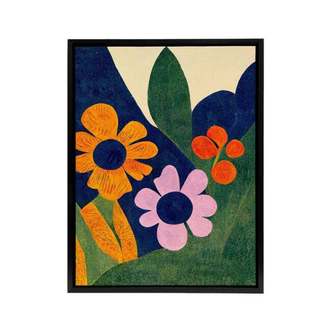 "Artery8 Matisse Inspired Abstract Flowers Framed Canvas Wall Art Print - Size: W12"" x H16""" - image 1