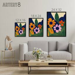 "Artery8 Matisse Inspired Abstract Flowers Framed Canvas Wall Art Print - Size: W12"" x H16""" - thumbnail 4