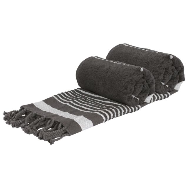Nicola Spring 100% Cotton Bath Towel Turkish Style Hamman Blanket Bath Sheet - 160 x 90cm (x2) in Charcoal