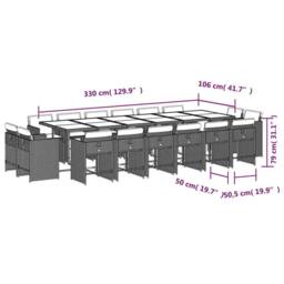Berkfield Home Garden Dining Set - Black & Cream White - thumbnail 8