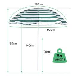 EONLION Beach Tilting Parasol Umbrella 1.8m Patio in Green - Size: 120 - thumbnail 2